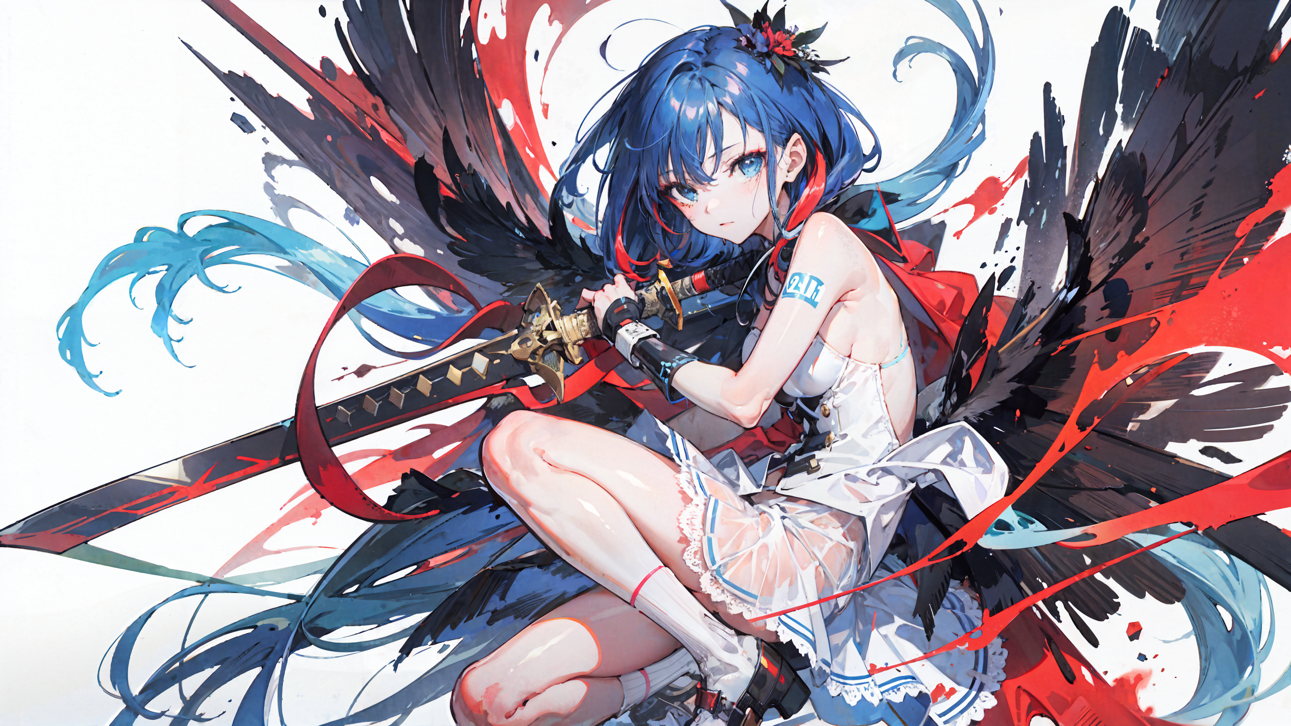 00018-1548085248-1girl, solo, blue eyes, blue hair, (multicolored hair), long hair, looking at viewer, red hair, socks, two-tone hair, streaked h.png